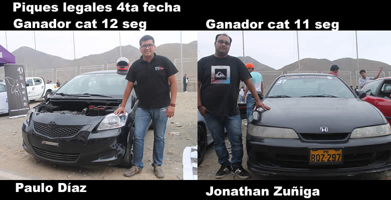 Ganadores de 4ta fecha de piques legales; 12 y 11 segundos