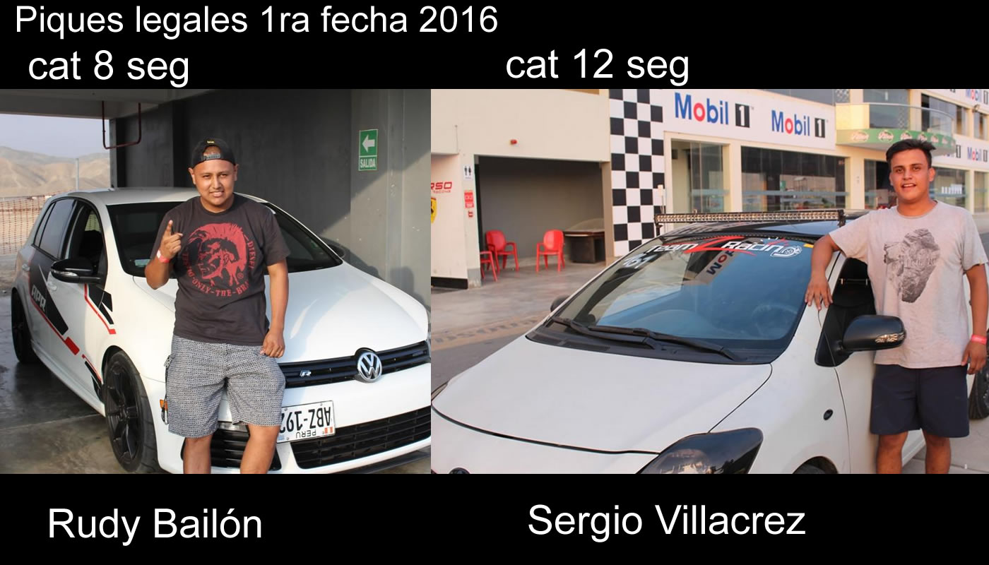 Ganadores categoría 8 y 12 segundos en primera fecha de piques legales 2016